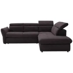 Ecksofa in Mikrofaser Dunkelbraun 254/224 cm