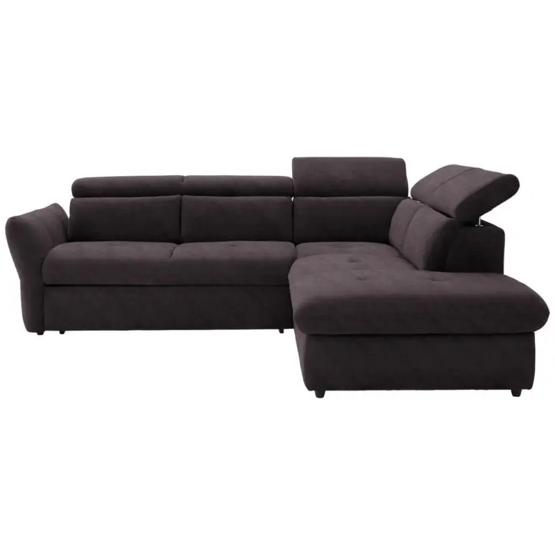 Ecksofa in Mikrofaser Dunkelbraun 254/224 cm