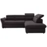 Ecksofa 254/224 cm in Mikrofaser Dunkelbraun R&uuml;cken echt, Kopfteilverstellung 254/224 cm