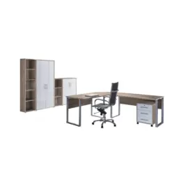 B&uuml;ro Office Edition Sonoma Eiche Dekor/Wei&szlig; Hochglanz