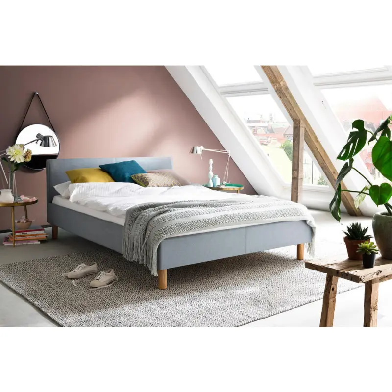 Polsterbett Hellblau 140/200 cm