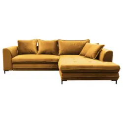 Ecksofa in Velours Gelb 277/187 cm