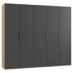 Dreht&uuml;renschrank in Graphitfarben, Eichefarben