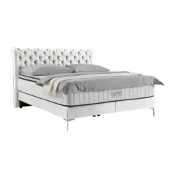 Boxspringbett Queen in Ecru ca. 160x200cm