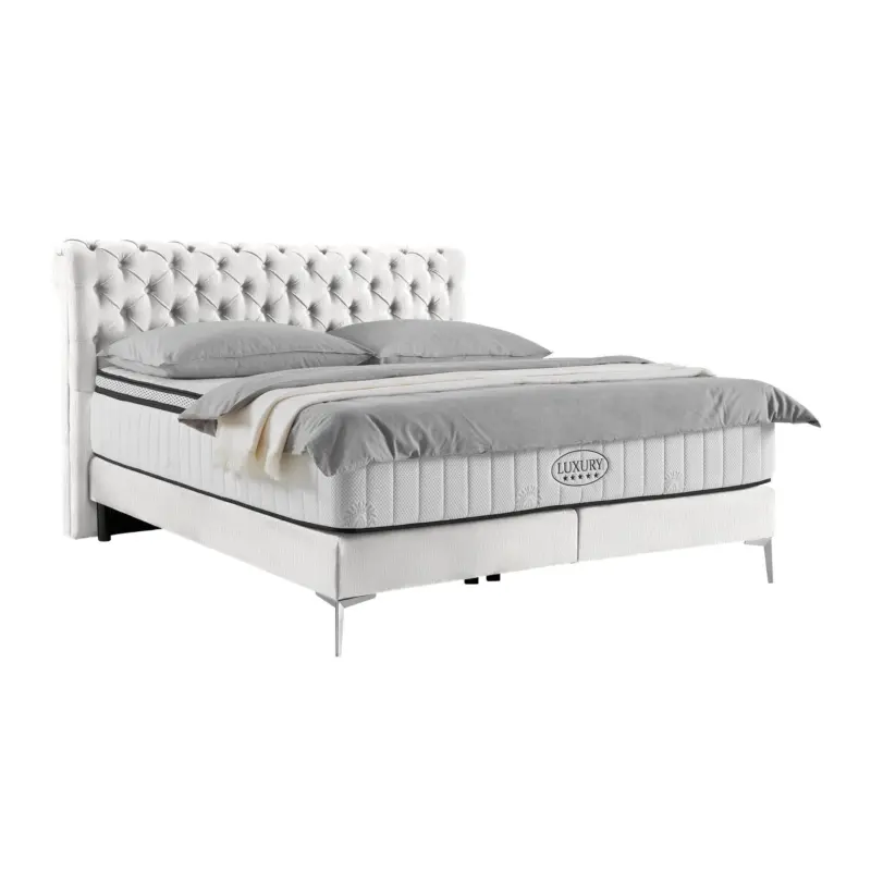 Boxspringbett Queen in Ecru ca. 160x200cm