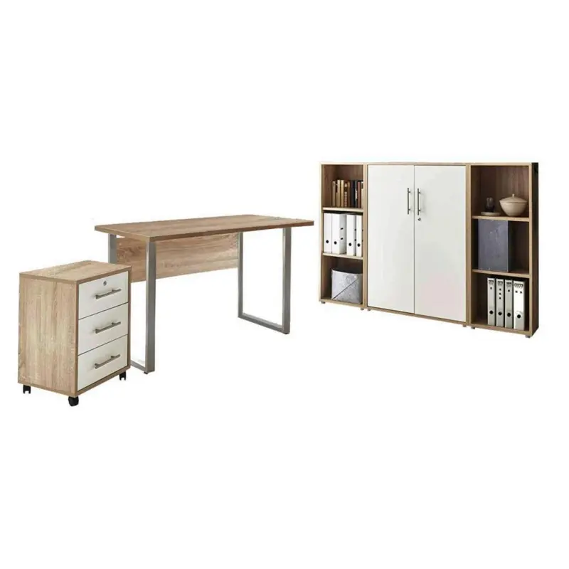 B&uuml;ro Office Edition Mini Set Wei&szlig;/Sonoma Eiche Dekor