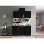 M&ouml;belix Minik&uuml;che mit Ger&auml;te 150 cm Schwarz