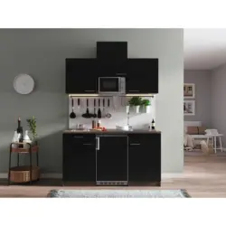 Minik&uuml;che mit Ger&auml;te 150 cm Schwarz
