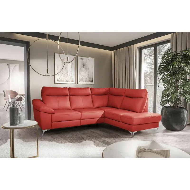 Ecksofa Luna Teilleder rot 242x194