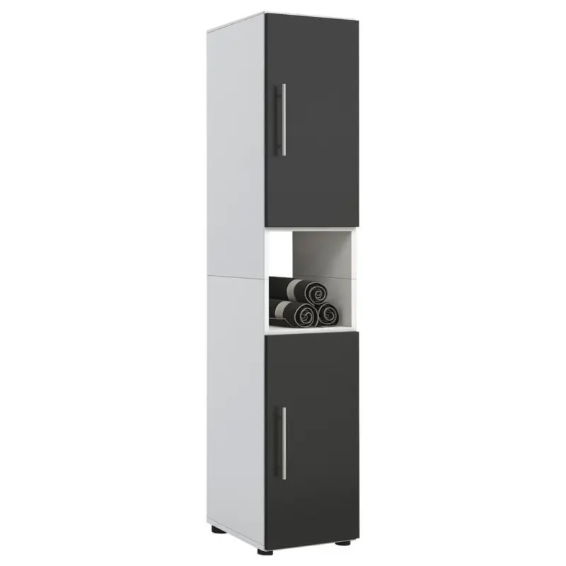 Hochschrank Flandu B: 31 cm Schwarz/Wei&szlig;