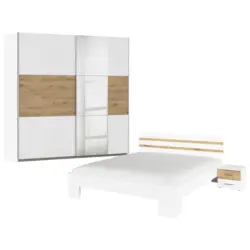 Schlafzimmer-Set Foster 4-Teilig Wei&szlig;/Eiche Artisan