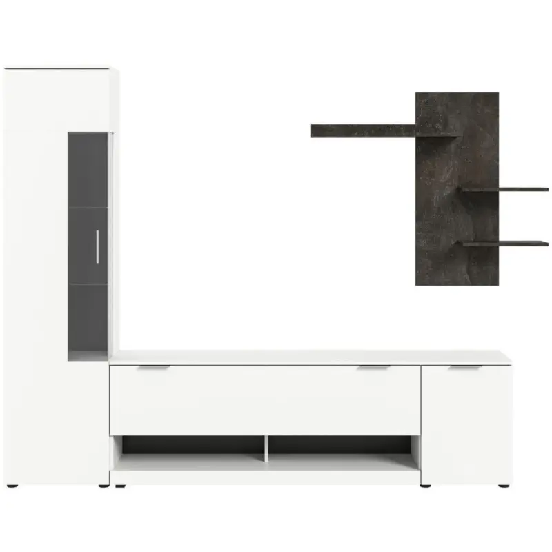 Wohnwand Ben Grau/Wei&szlig; 3-Teilig B: 250 cm