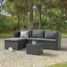 Loungegarnitur 3--Teilig. Bergen Stahl/Polyrattan mit Kissen