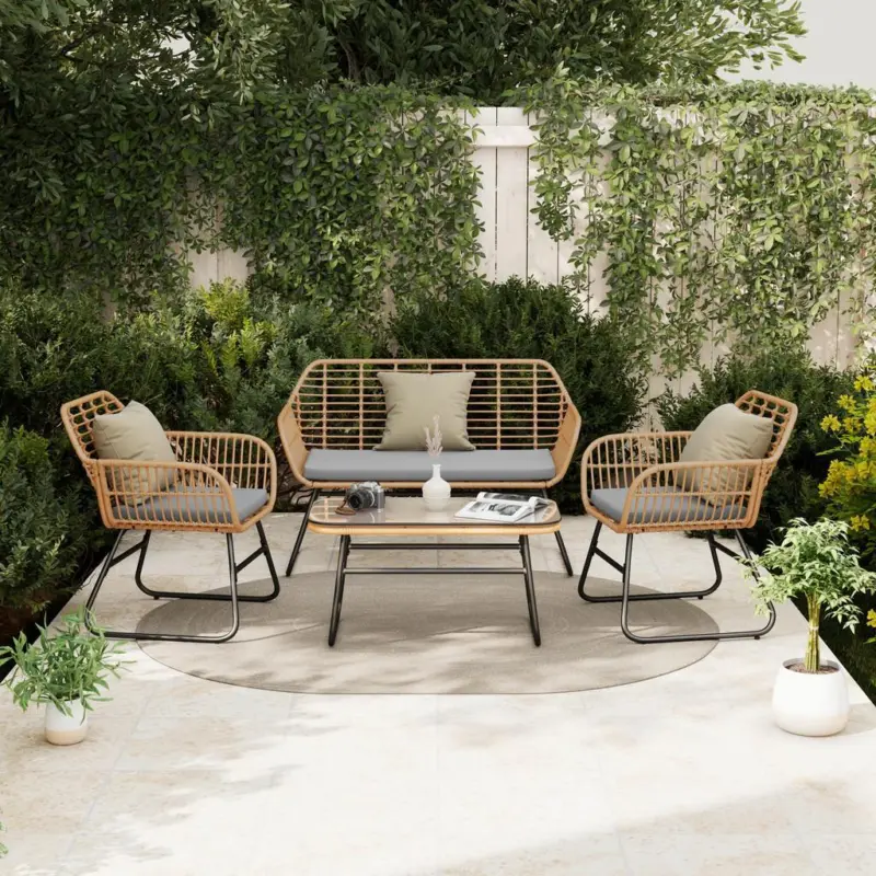Loungegarnitur Bali Kunststoff/Glas