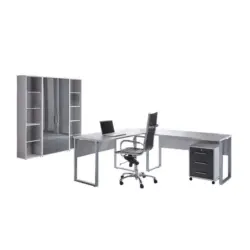B&uuml;ro Office Edition Grau/Anthrazit Hochglanz