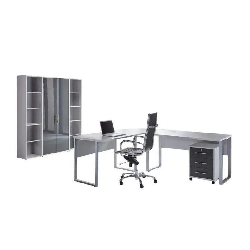 B&uuml;ro Office Edition Grau/Anthrazit Hochglanz