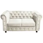 M&ouml;belix Chesterfield-Sofa Cardiff Creme 2-Sitzer Samt B: 168 cm