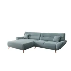 Ecksofa Chenille Blau S: 166x290 cm