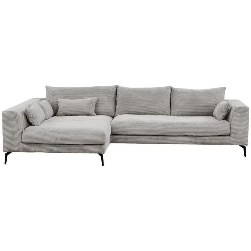 Ecksofa Berlin Cord Hellgrau 172x313 cm