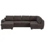 M&ouml;belix Wohnlandschaft m. Bettfunktion Chenille braun, B: 327cm
