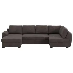Wohnlandschaft m. Bettfunktion Chenille braun, B: 327cm
