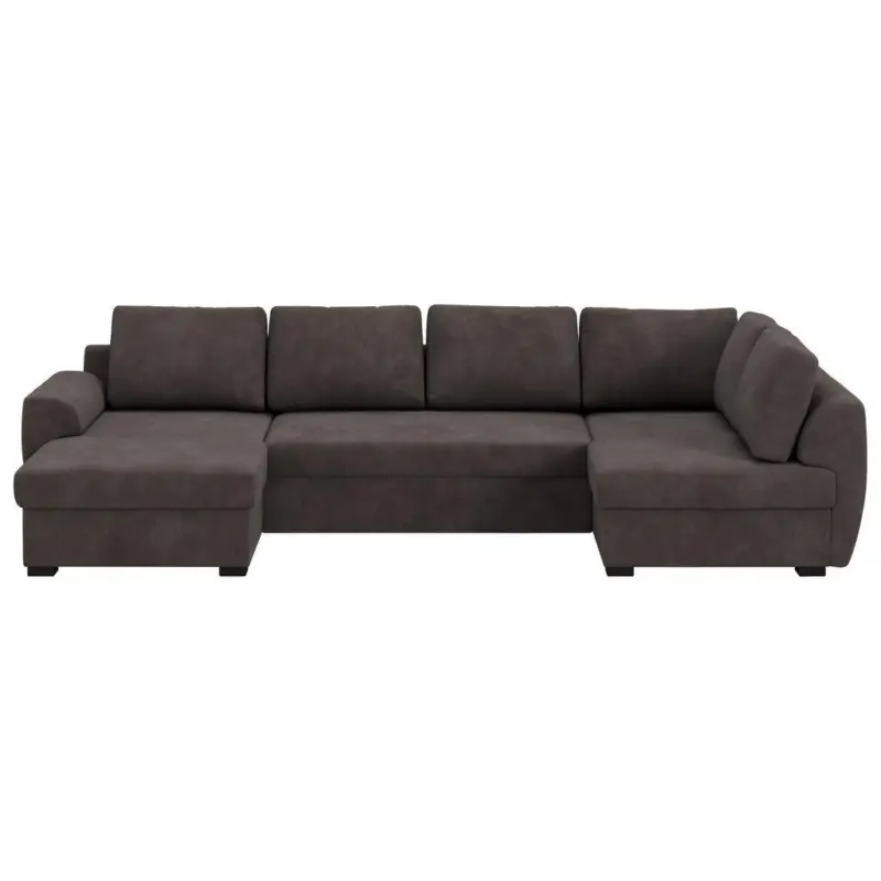 Wohnlandschaft m. Bettfunktion Chenille braun, B: 327cm