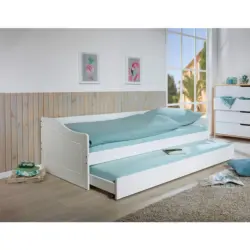 Ausziehbett Kiefer +Lattenrost 90x200 cm Duo Wei&szlig;