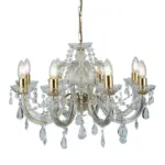 M&ouml;belix Kronleuchter Marie Therese 9xE14 Golden, Kunststoff/Glas