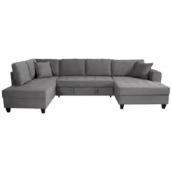 Wohnlandschaft Moritz Grau U-Form: 178x324x155 cm
