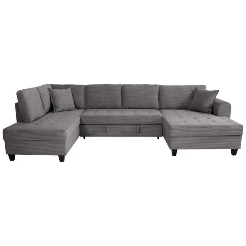 Wohnlandschaft Moritz Grau U-Form: 178x324x155 cm