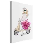 M&ouml;belix Leinwandbild Girl on a Scooter Beige Magenta B: 40 cm