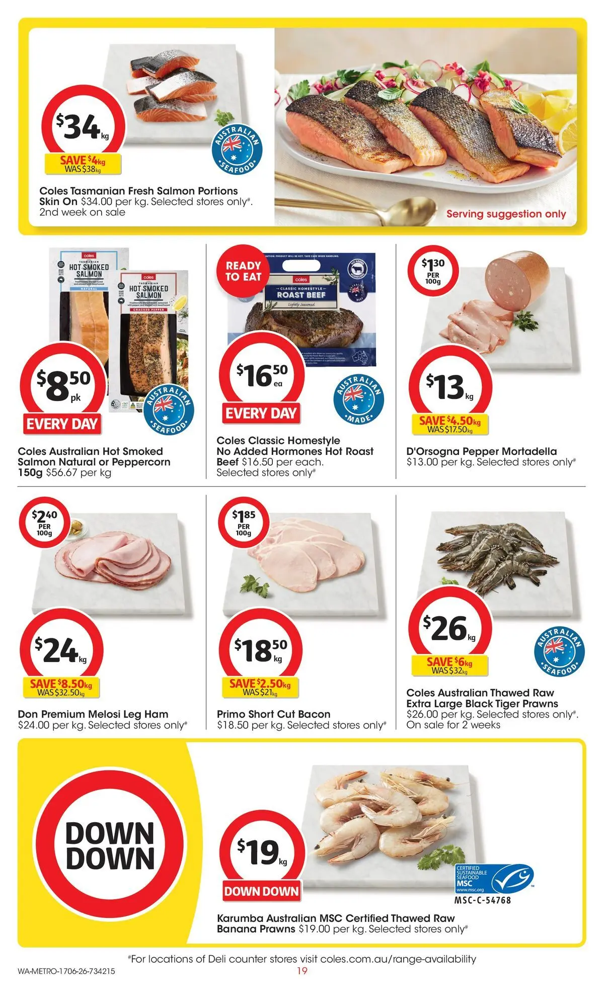 ﻿Coles catalogue valid from 17/06/2026 > Online Australia | Page: 19 | Products: Bacon, Salmon, Pepper, Seafood