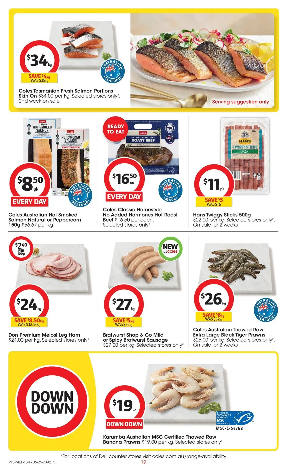 ﻿Coles catalogue valid from 17/06/2026 > Online Australia | Page: 19 | Products: Ham, Beef, Sustainable, Sausage