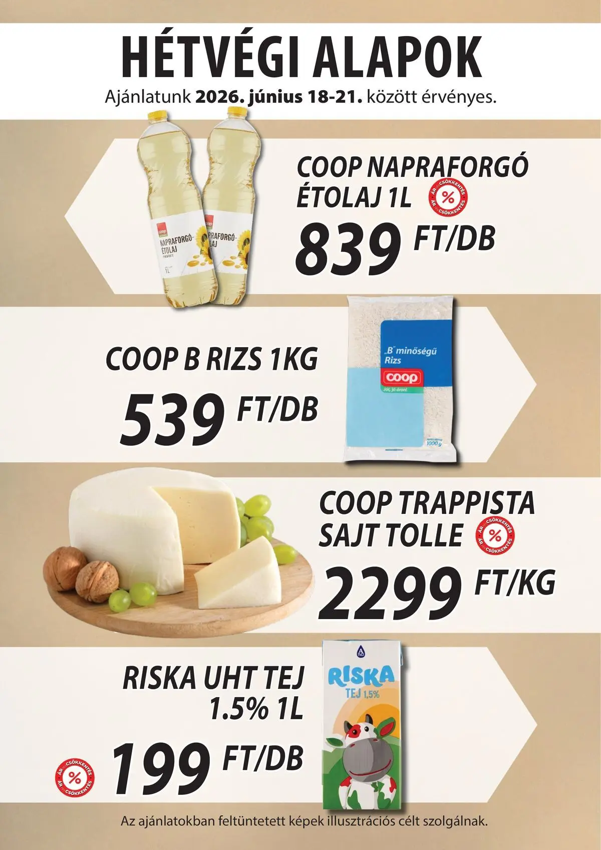 COOP Szolnok akciós újság Szolnok - 2026.06.18. -tól/töl > akció, lapozható szórólap 🛍️ | Oldal: 5 | Termékek: Étolaj, Tej, Rizs, Trappista sajt