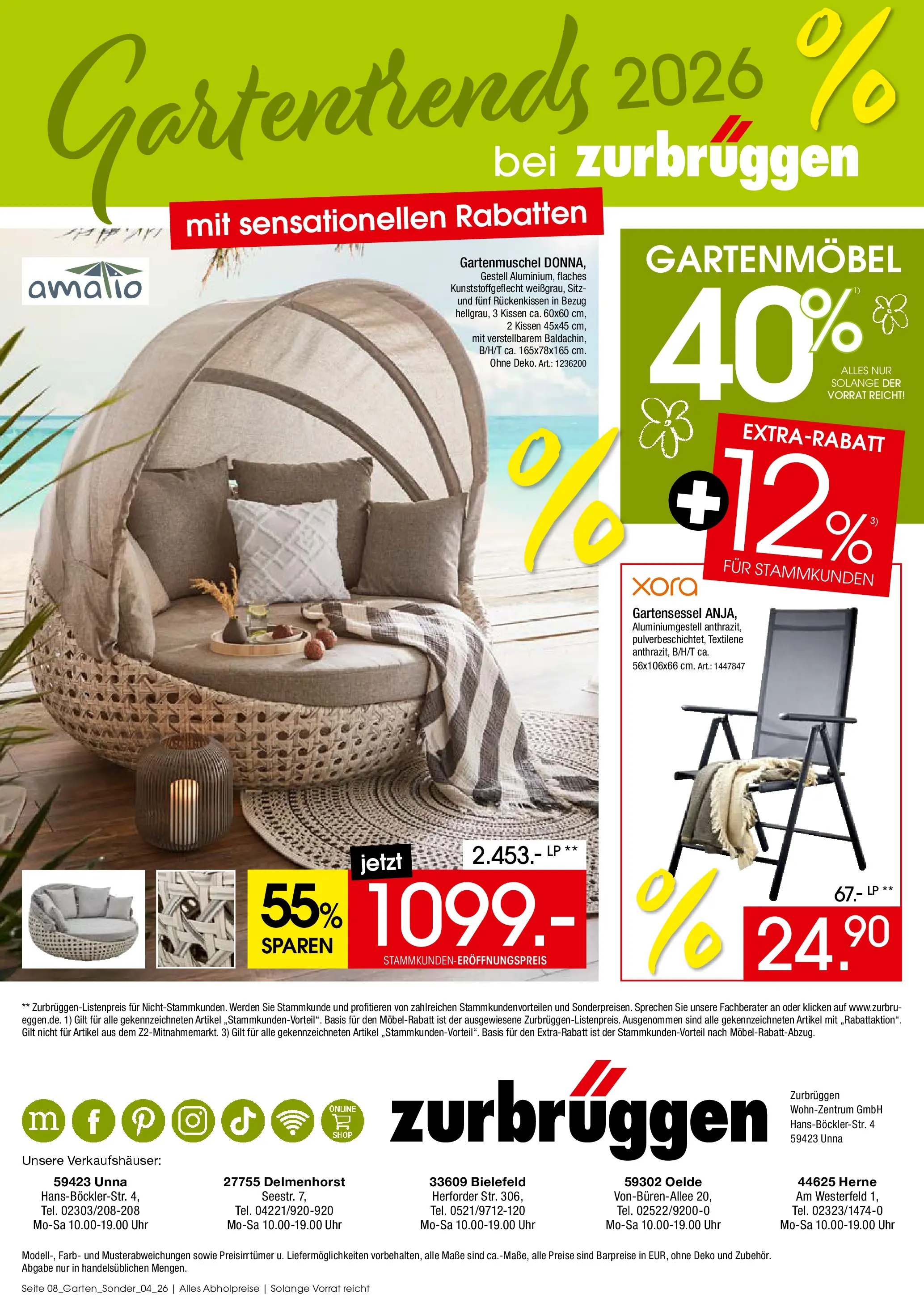Zurbrüggen - Zurbrüggen: Gartentrends 2026 (ab 11.06.2026) zum Blättern | Seite: 8 | Produkte: Kissen, Gartenmöbel, Uhr