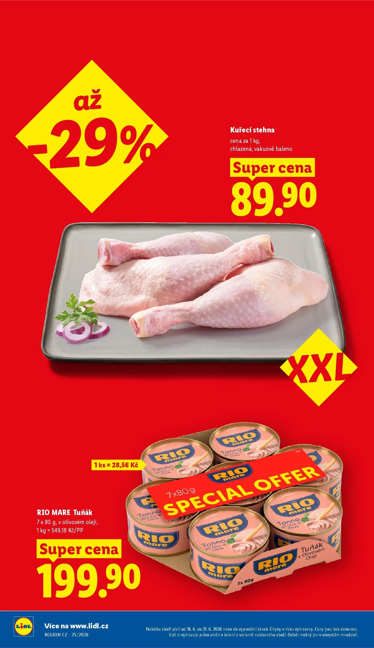 Lidl leták od 17.06.2026 - Nový akční leták | Strana: 4 | Produkty: Tuňák, Tuňák Rio Mare, Rio mare, Kuřecí stehna