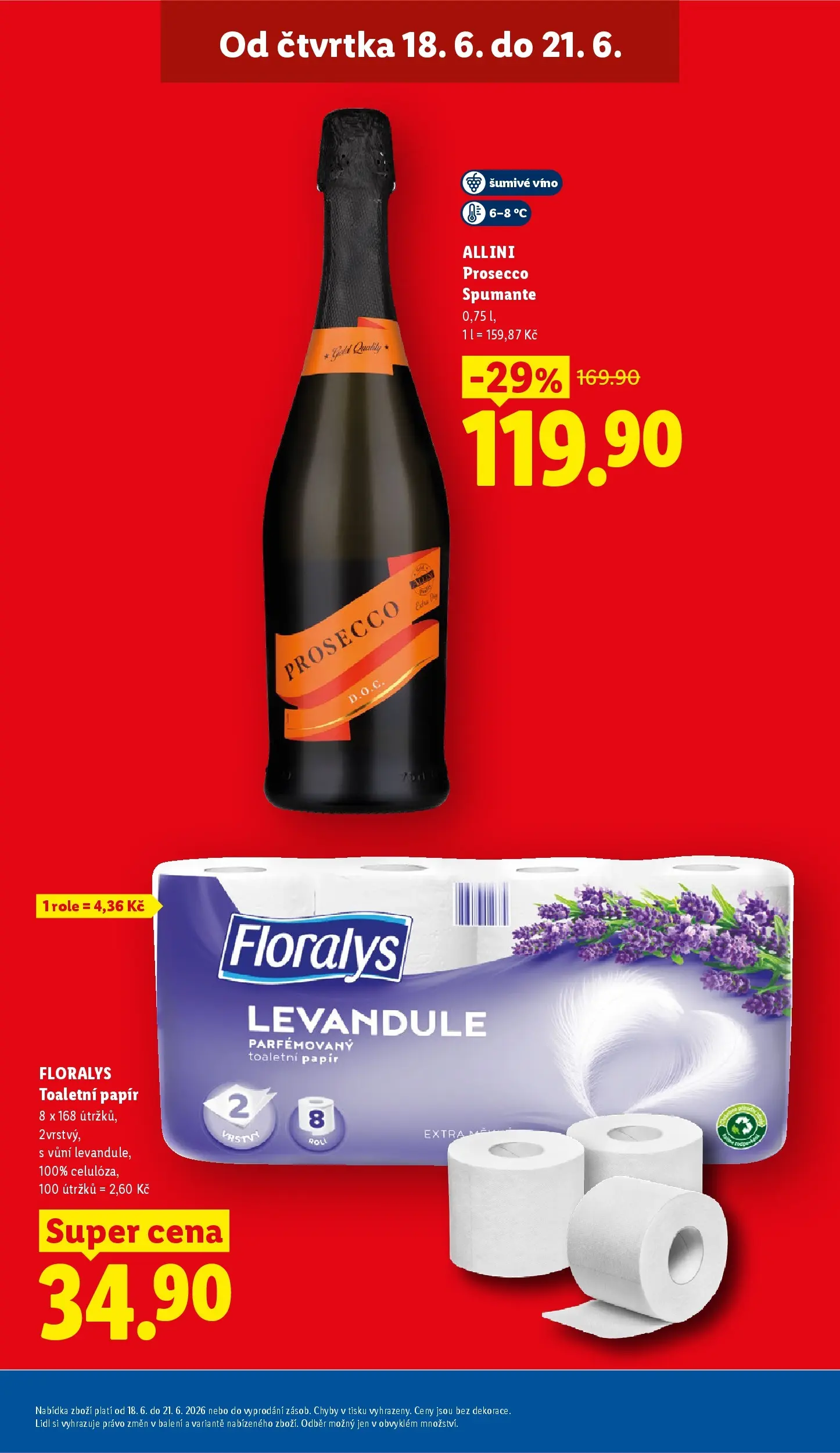 Lidl leták od 17.06.2026 - Nový akční leták | Strana: 5 | Produkty: Prosecco, Šumivé víno, Víno, Toaletní papír