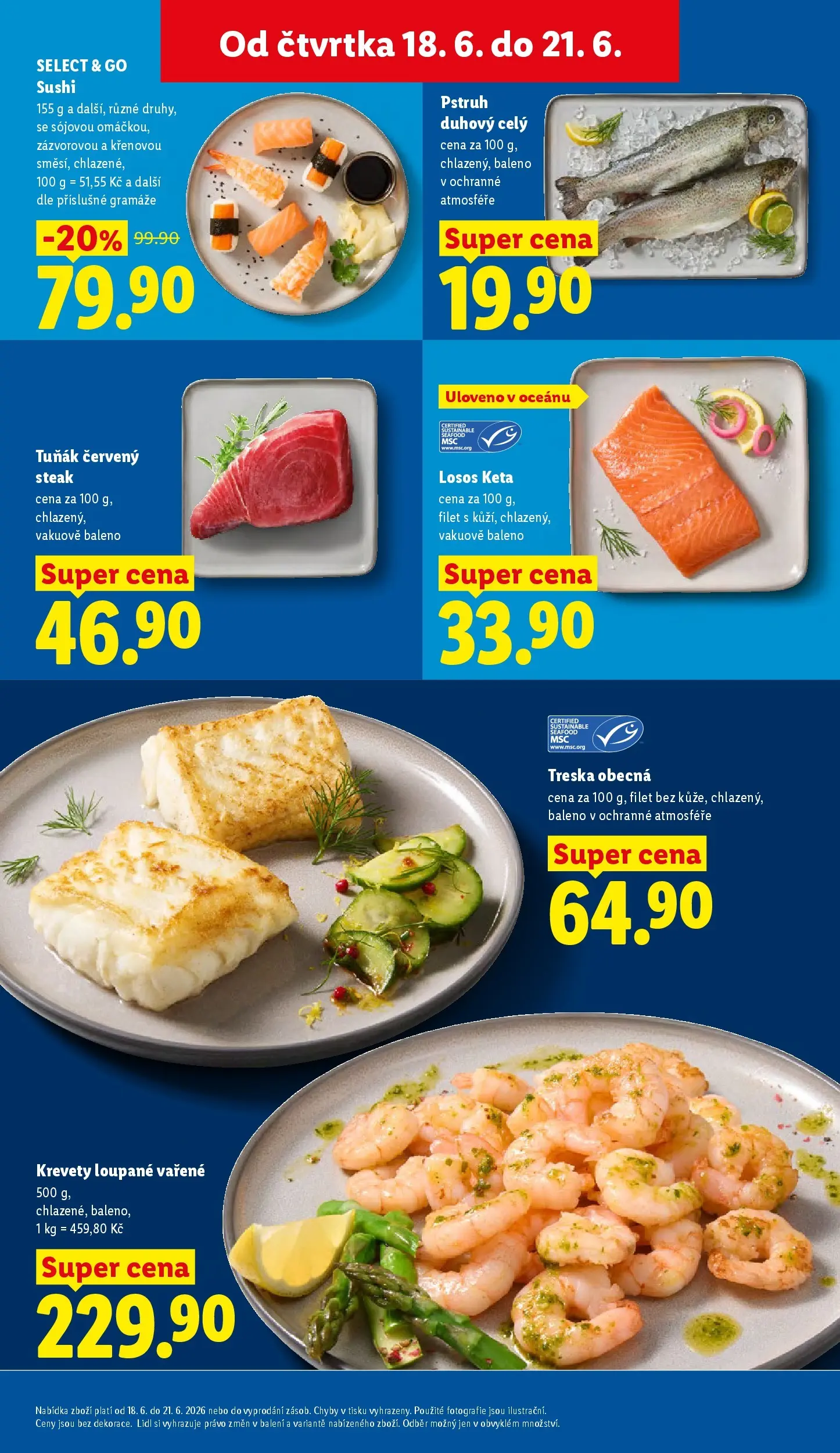 Lidl leták od 17.06.2026 - Nový akční leták | Strana: 11 | Produkty: Tuňák, Treska, Sushi, Krevety