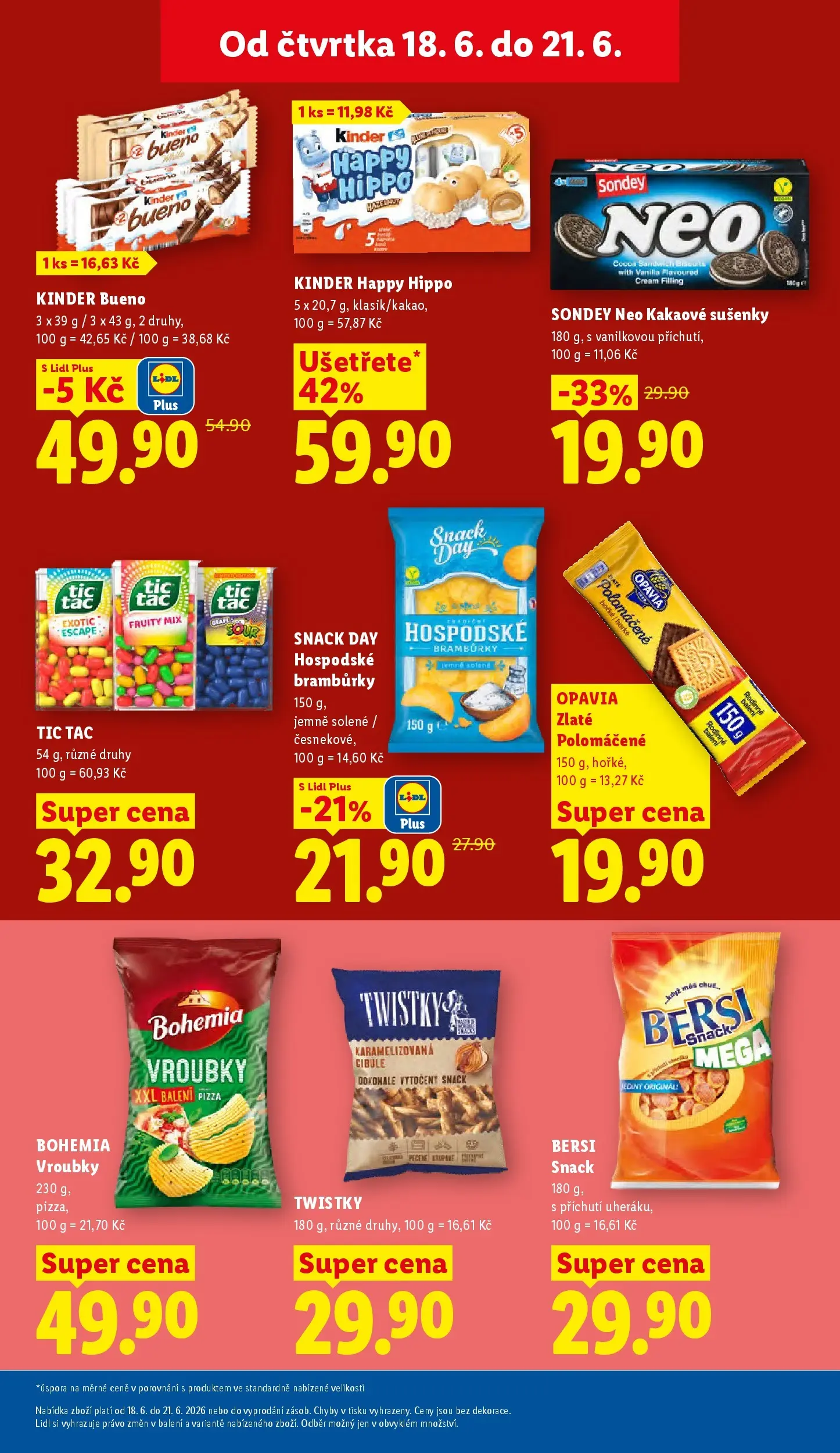 Lidl leták od 17.06.2026 - Nový akční leták | Strana: 21 | Produkty: Cookies, Cibule, Kinder Bueno, Sušenky