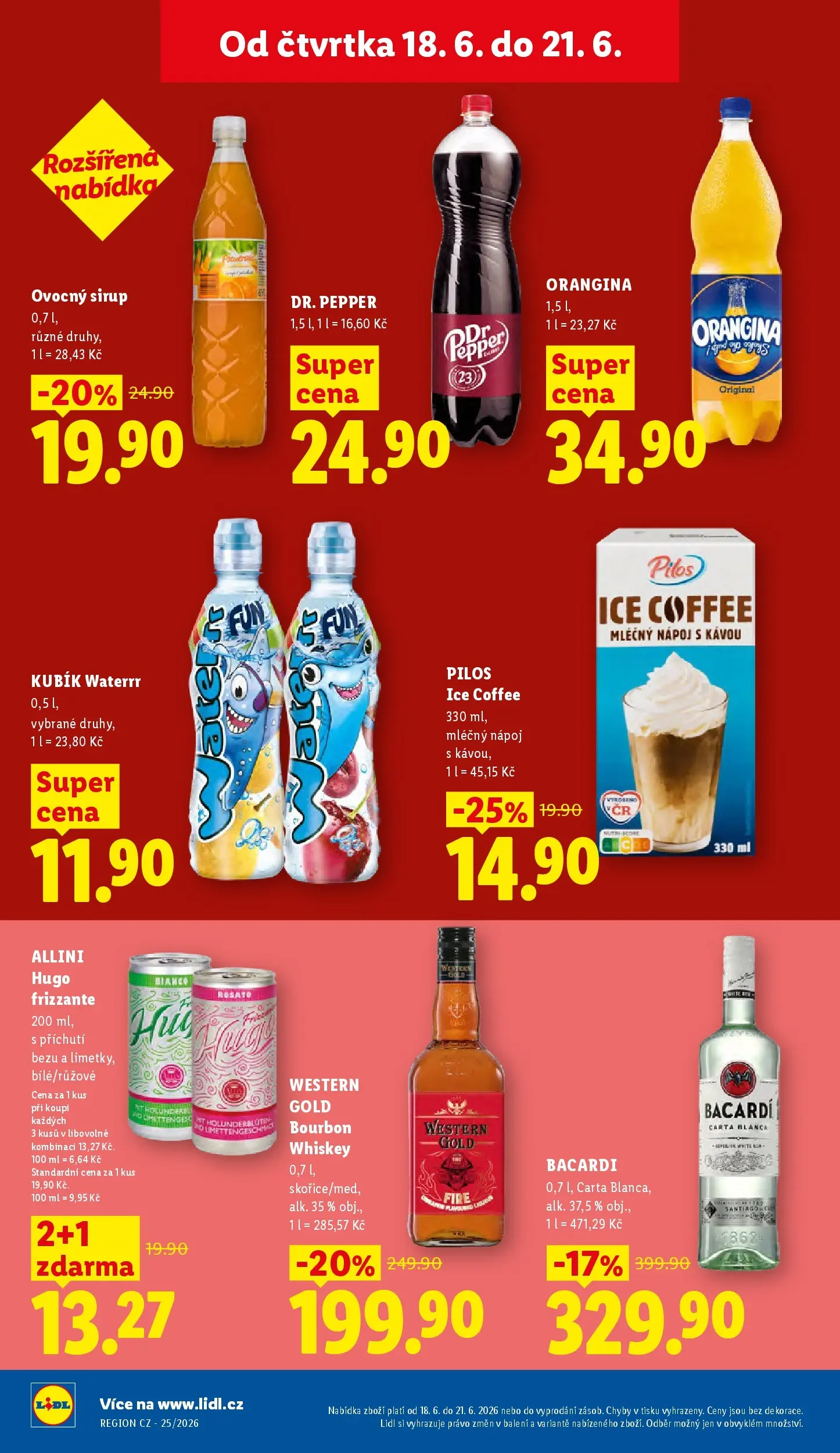 Lidl leták od 17.06.2026 - Nový akční leták | Strana: 22 | Produkty: Iced coffee, Ovocný sirup, Kubík Waterrr, Hugo Frizzante