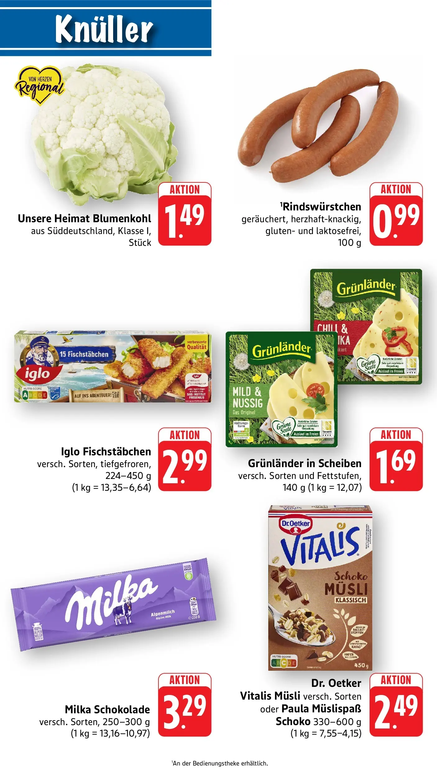 Edeka prospekt Offenburg-Zunsweier (ab 14.06.2026) » Angebote Online | Seite: 10 | Produkte: Musli, Milka schokolade, Fischstabchen, Blumenkohl