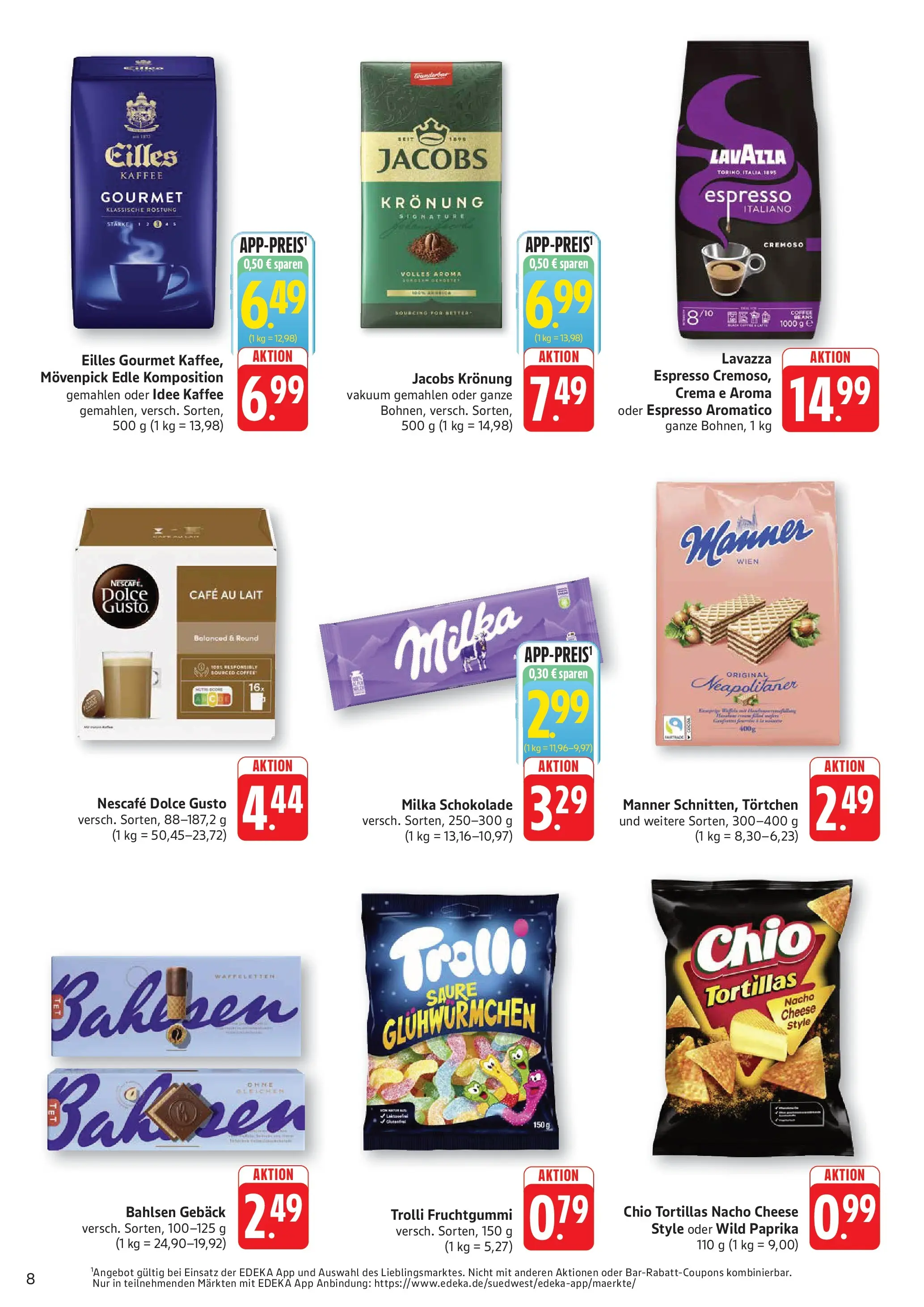 Edeka prospekt Kröppen (ab 14.06.2026) » Angebote Online | Seite: 8 | Produkte: Idee kaffee, Chio tortillas, Chips, Dolce gusto