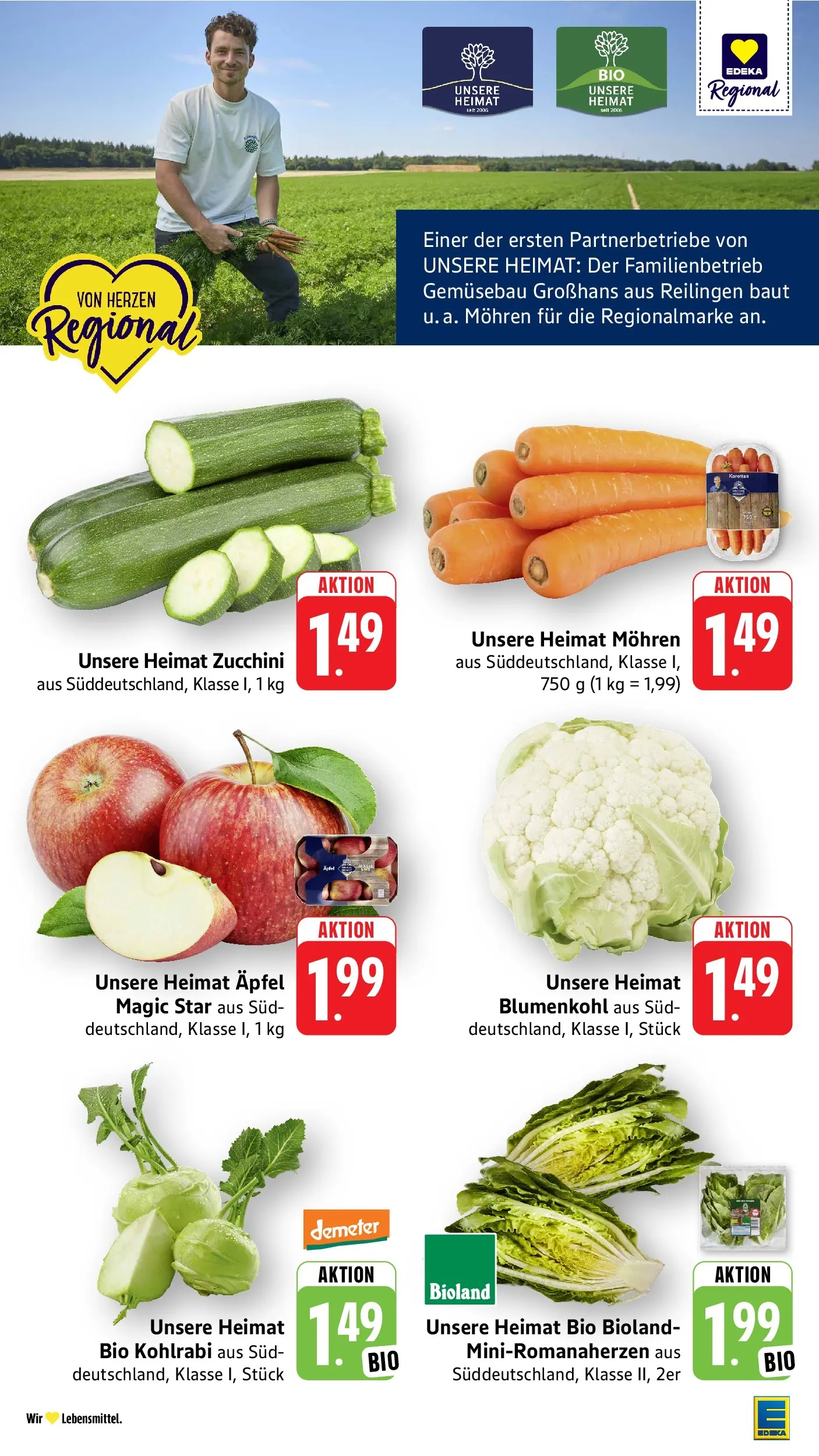Edeka prospekt Überlingen (ab 14.06.2026) » Angebote Online | Seite: 3 | Produkte: Kohlrabi, Mohren, Blumenkohl, Zucchini