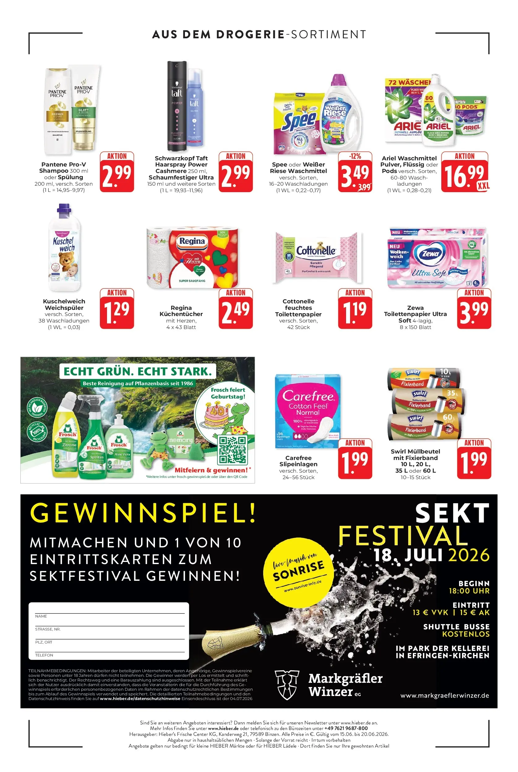 Edeka prospekt Schliengen (ab 14.06.2026) » Angebote Online | Seite: 16 | Produkte: Ariel, Shampoo, Haarspray, Toilettenpapier