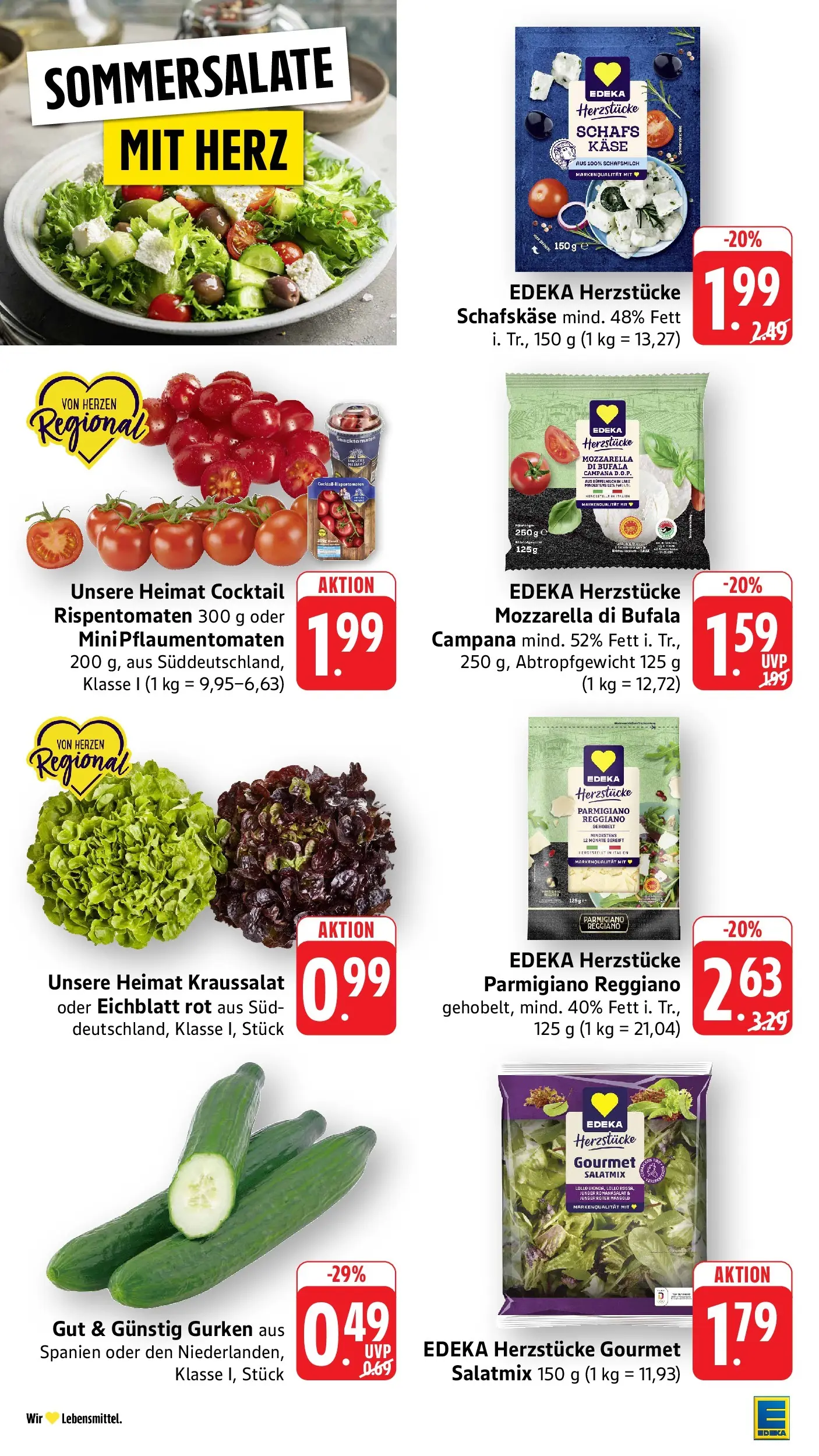 Edeka prospekt Überlingen (ab 14.06.2026) » Angebote Online | Seite: 8 | Produkte: Käse, Mozzarella, Gurken, Schafskase