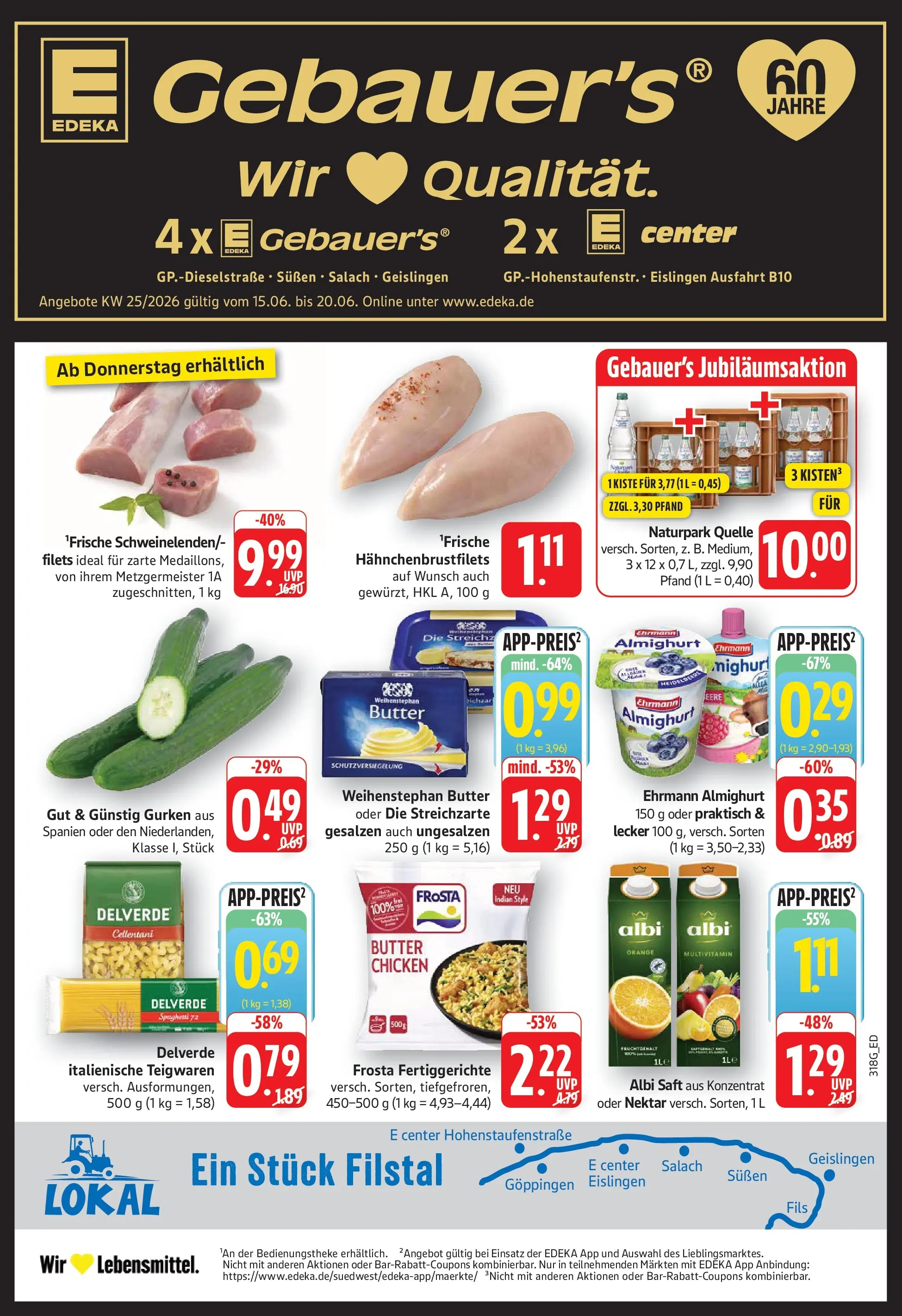 Edeka prospekt Geislingen (ab 14.06.2026) » Angebote Online | Seite: 1 | Produkte: Ehrmann almighurt, Frosta, Saft, Gurken