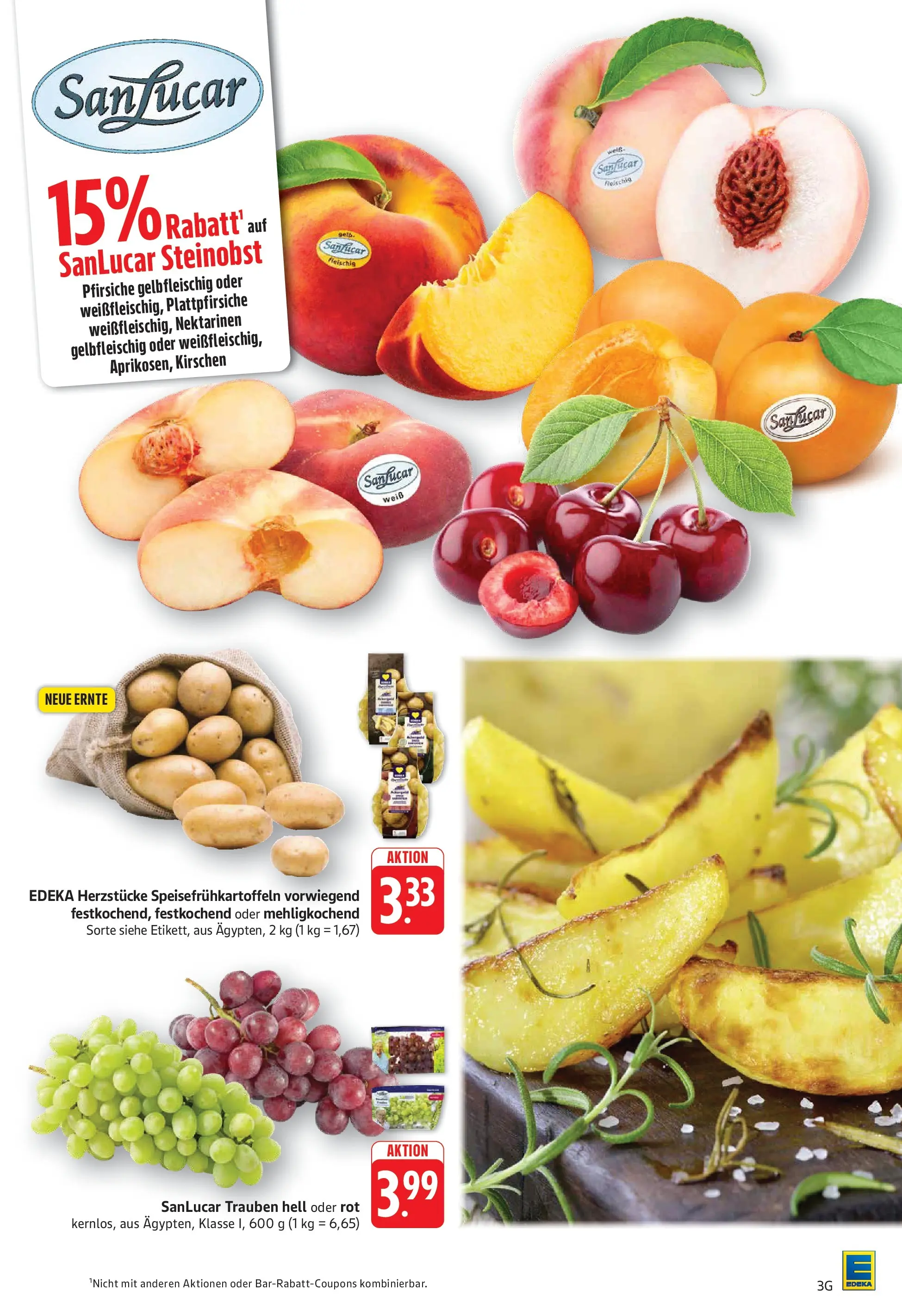 Edeka prospekt Geislingen (ab 14.06.2026) » Angebote Online | Seite: 3 | Produkte: Nektarinen, Trauben, Kirschen