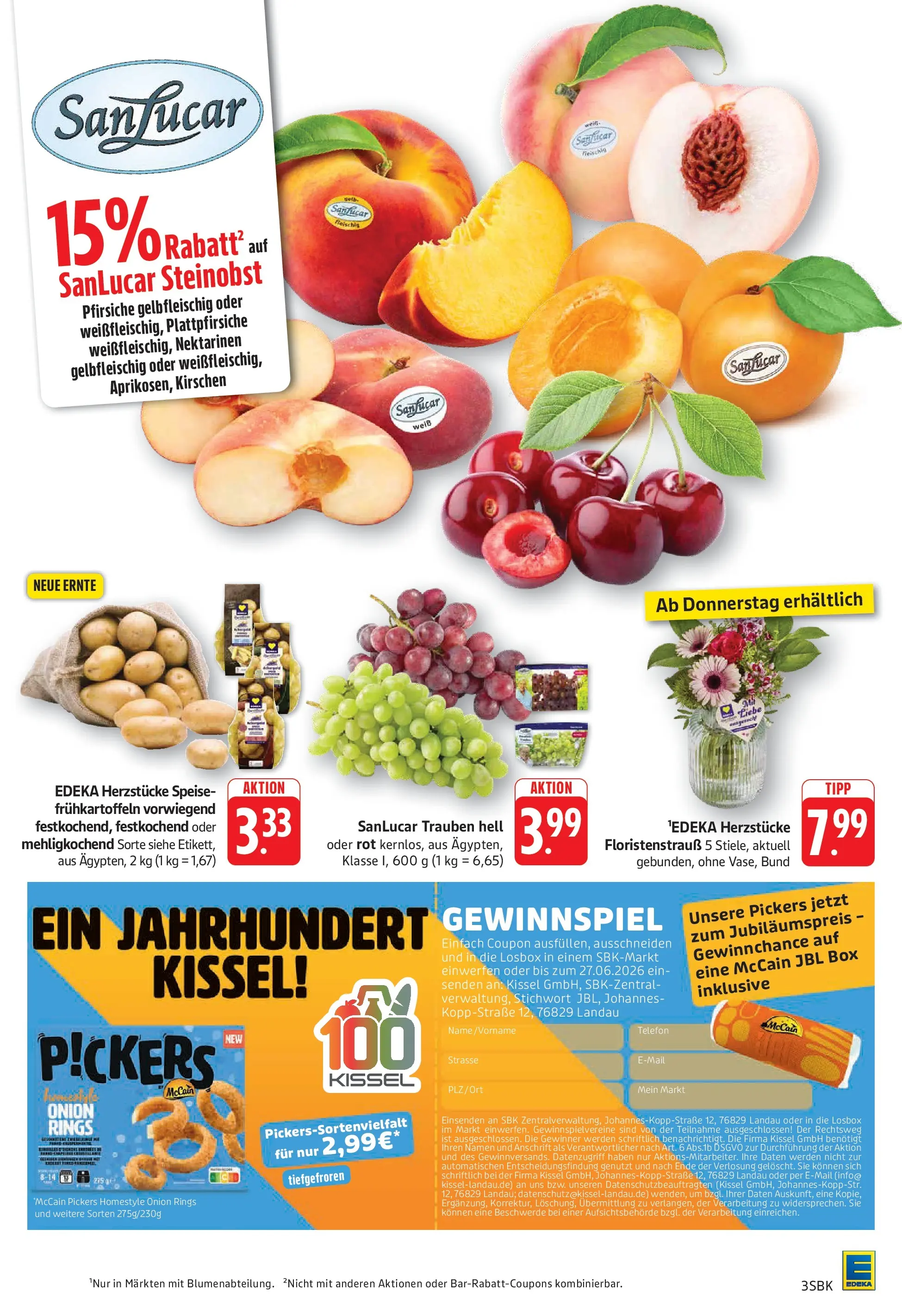 Edeka Prospekt Bad Bergzabern (ab 15.06.2026) » Angebote Online | Seite: 3 | Produkte: Nektarinen, Trauben, Box, Telefon