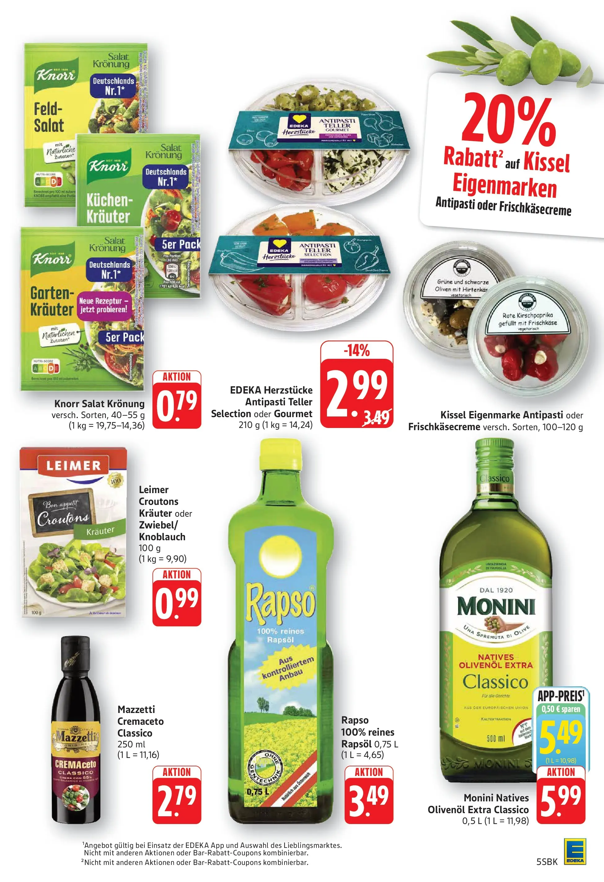 Edeka Prospekt Bad Bergzabern (ab 15.06.2026) » Angebote Online | Seite: 5 | Produkte: Rapsöl, Olivenol, Knorr, Knoblauch