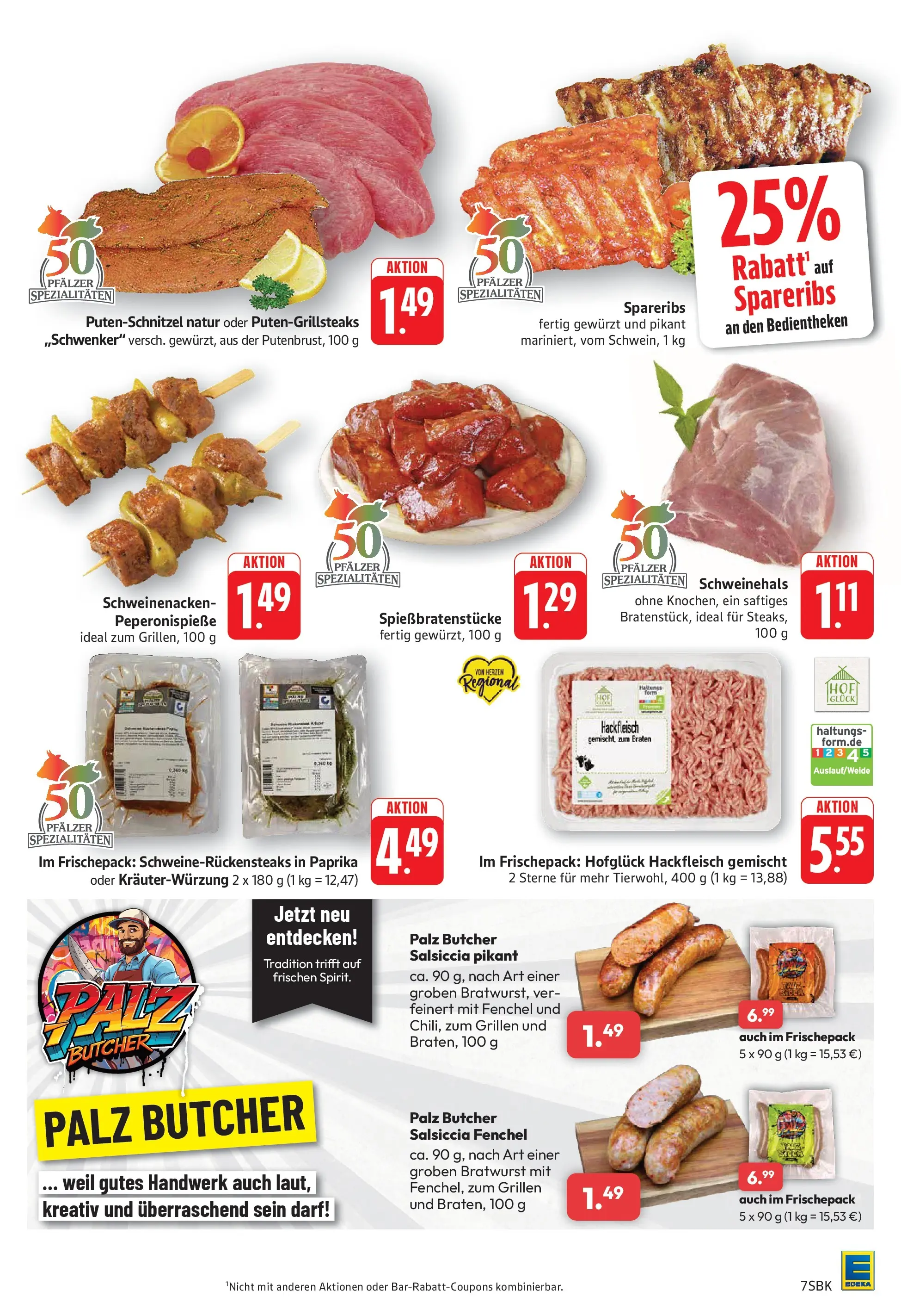 Edeka Prospekt Bad Bergzabern (ab 15.06.2026) » Angebote Online | Seite: 7 | Produkte: Schweinenacken, Paprika, Putenschnitzel, Hackfleisch